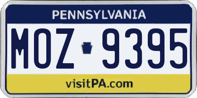 PA license plate MOZ9395