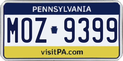 PA license plate MOZ9399