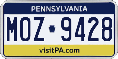 PA license plate MOZ9428
