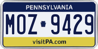 PA license plate MOZ9429