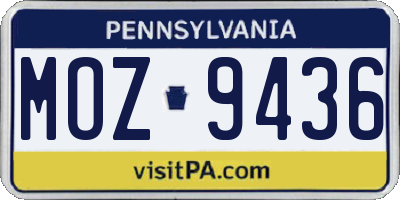 PA license plate MOZ9436