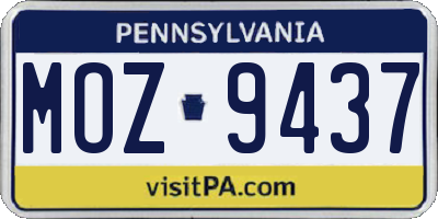 PA license plate MOZ9437