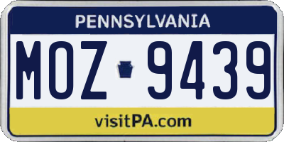PA license plate MOZ9439