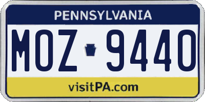 PA license plate MOZ9440