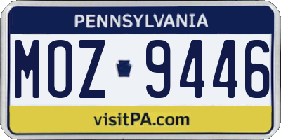 PA license plate MOZ9446