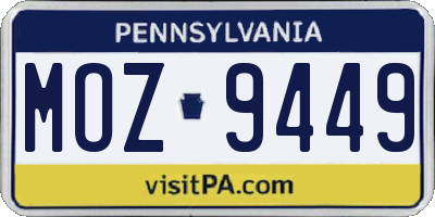 PA license plate MOZ9449