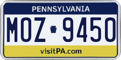 PA license plate MOZ9450