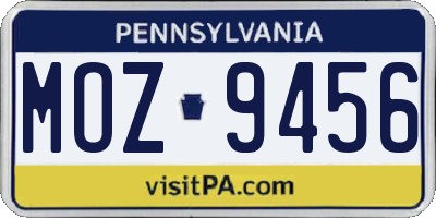 PA license plate MOZ9456
