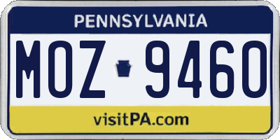 PA license plate MOZ9460