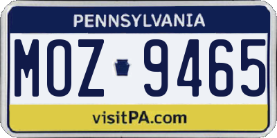 PA license plate MOZ9465
