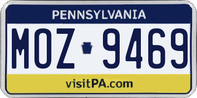 PA license plate MOZ9469