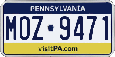 PA license plate MOZ9471