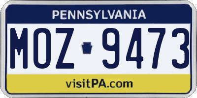 PA license plate MOZ9473