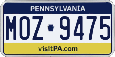 PA license plate MOZ9475