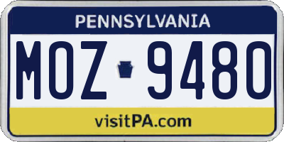 PA license plate MOZ9480