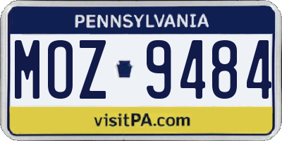 PA license plate MOZ9484
