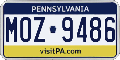 PA license plate MOZ9486