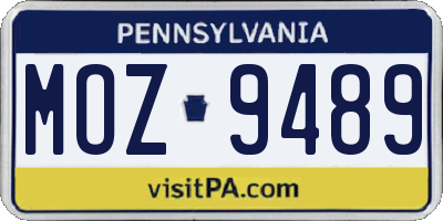 PA license plate MOZ9489
