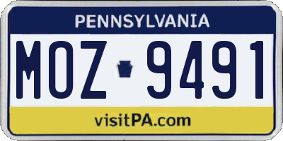 PA license plate MOZ9491