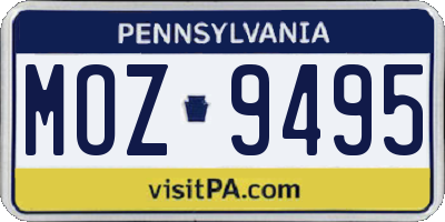PA license plate MOZ9495