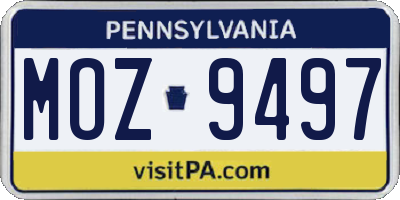 PA license plate MOZ9497