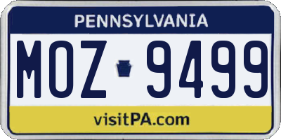 PA license plate MOZ9499
