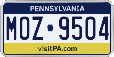 PA license plate MOZ9504