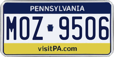 PA license plate MOZ9506