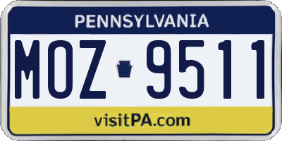 PA license plate MOZ9511