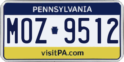 PA license plate MOZ9512