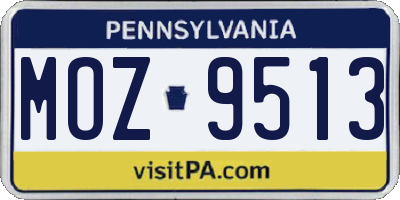 PA license plate MOZ9513