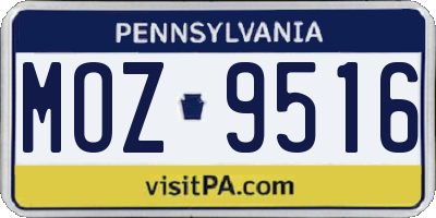 PA license plate MOZ9516