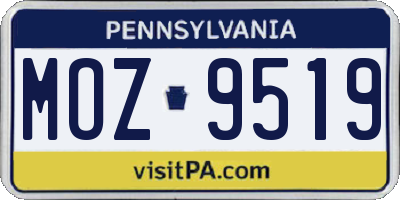 PA license plate MOZ9519