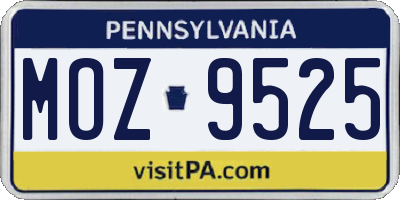 PA license plate MOZ9525