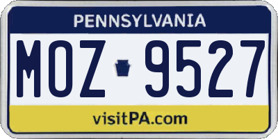 PA license plate MOZ9527