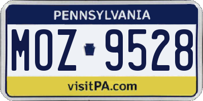 PA license plate MOZ9528