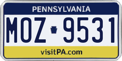 PA license plate MOZ9531