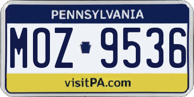 PA license plate MOZ9536