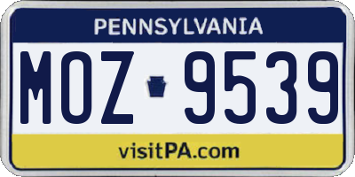 PA license plate MOZ9539