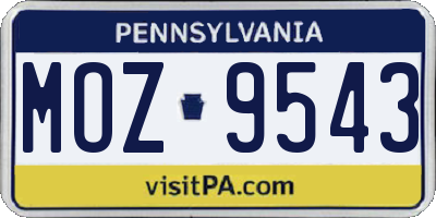 PA license plate MOZ9543