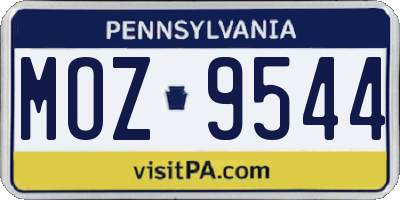 PA license plate MOZ9544