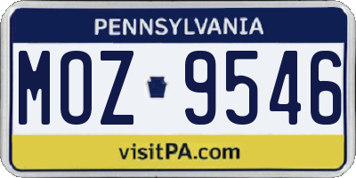 PA license plate MOZ9546