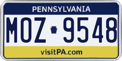PA license plate MOZ9548