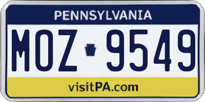 PA license plate MOZ9549