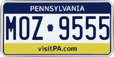PA license plate MOZ9555