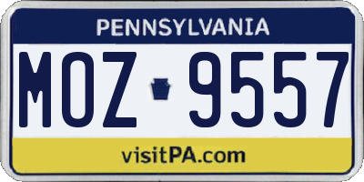PA license plate MOZ9557