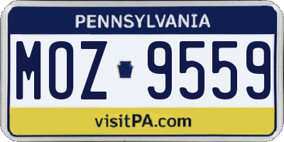 PA license plate MOZ9559