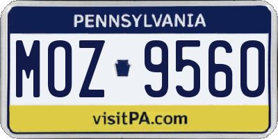 PA license plate MOZ9560