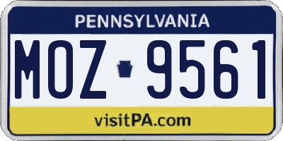 PA license plate MOZ9561