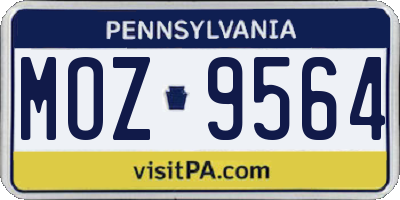 PA license plate MOZ9564